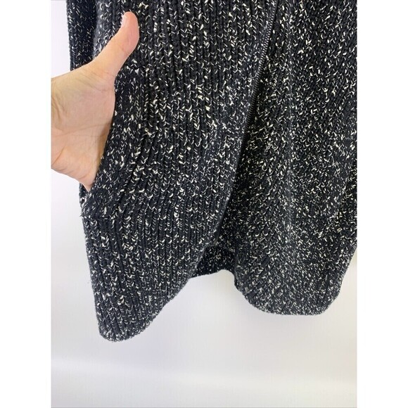 Banana Republic Full Zip Cardigan Sweater Tunic Black White Speckled Womens XL - Picture 4 of 13